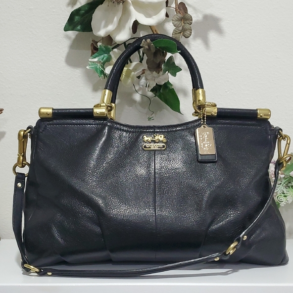 Coach Handbags - Coach Black Leather Madison Pinnacle Carrie Satchel